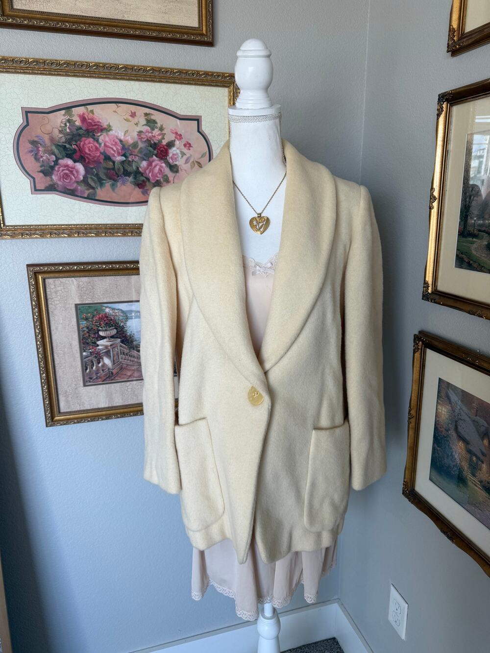 Noble Fashions Cream 100% Wool Coat